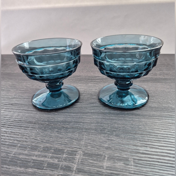 Other - Set of 2 Blue Glass sherbert Fruit Dessert Dishes. Footed
